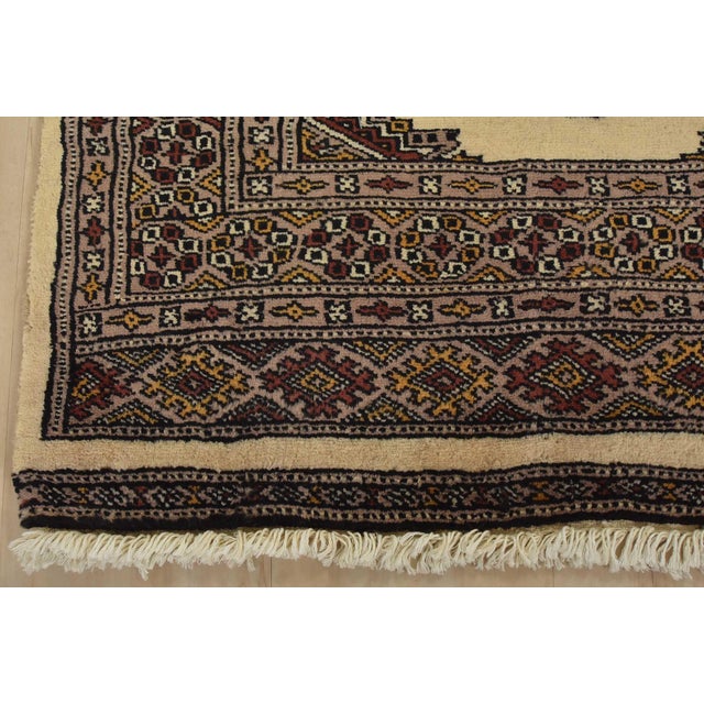 Bokhara Jaldar Rug 2’6” X 4’2” Beige Wool Tribal Hand-Knotted Oriental Carpet For Sale In Philadelphia - Image 6 of 9