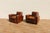 1980s Vintage Pair Art Deco Revival Distressed Brown Leather Club Chairs & Ottomans, 1980s For Sale - Image 5 of 18