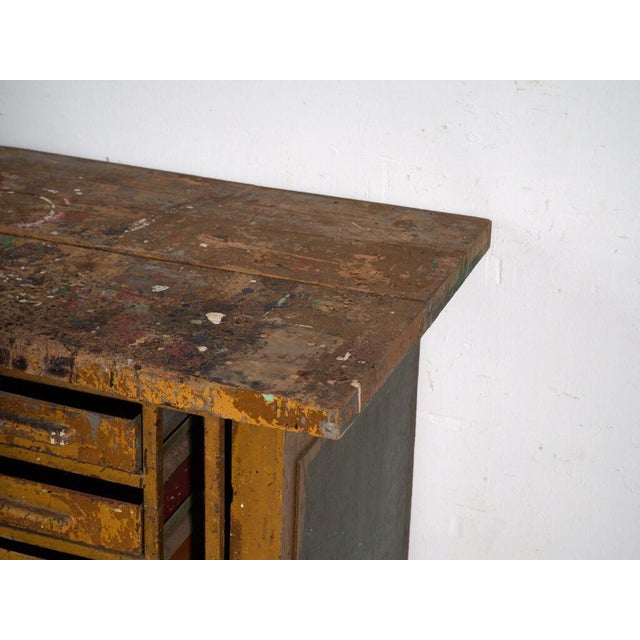 Industrial Chest of Drawers in Pine and Iron, Central Europe, 1950 For Sale - Image 11 of 13
