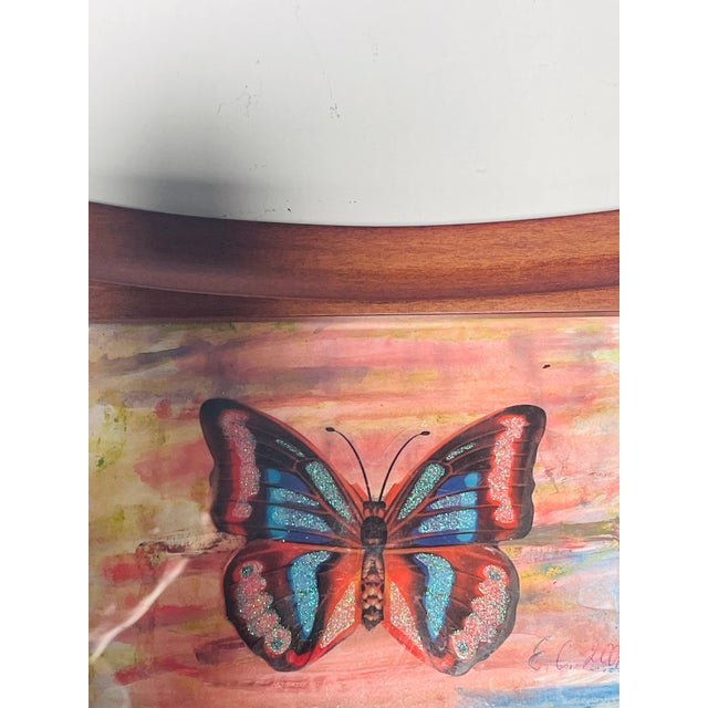 Collage Red Butterfly in Abstract Painting Framed For Sale - Image 4 of 4