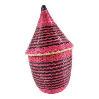 Early 21st Century Pink African Tutsi Basket For Sale