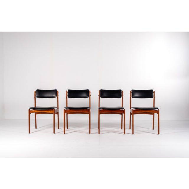 Mid-Century Danish Teak Dining Chairs with Black Skai Seats, 1960s, Set of 4 For Sale - Image 14 of 14