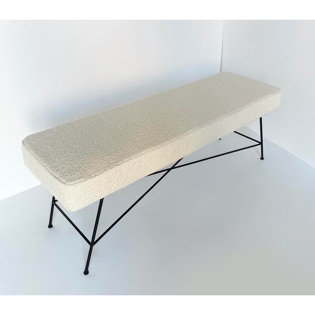 White Bouclé Bench, 1990s For Sale - Image 3 of 12