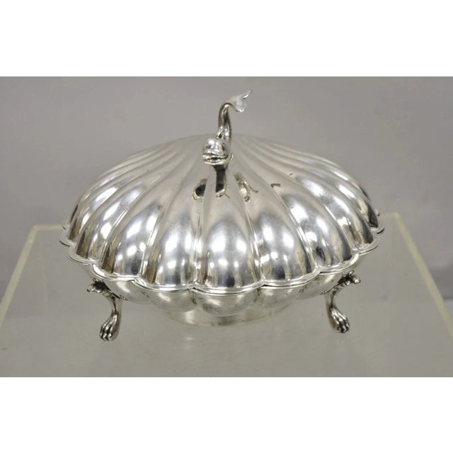 Vintage Eton Dolphin Handle Clam Shell Silver Plated Electrified Serving Warmer For Sale - Image 10 of 12