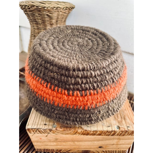 1970s Vintage Handcrafted Coiled Yarn Basket For Sale In Milwaukee - Image 6 of 12