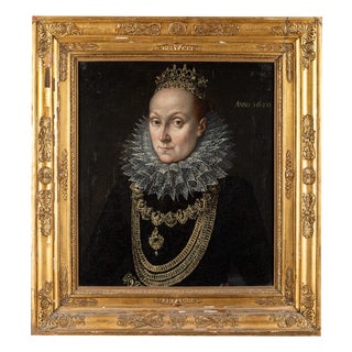 Flemish School Artist, Portrait of Queen Elizabeth I of England, 1620, Oil Painting on Canvas, Framed For Sale
