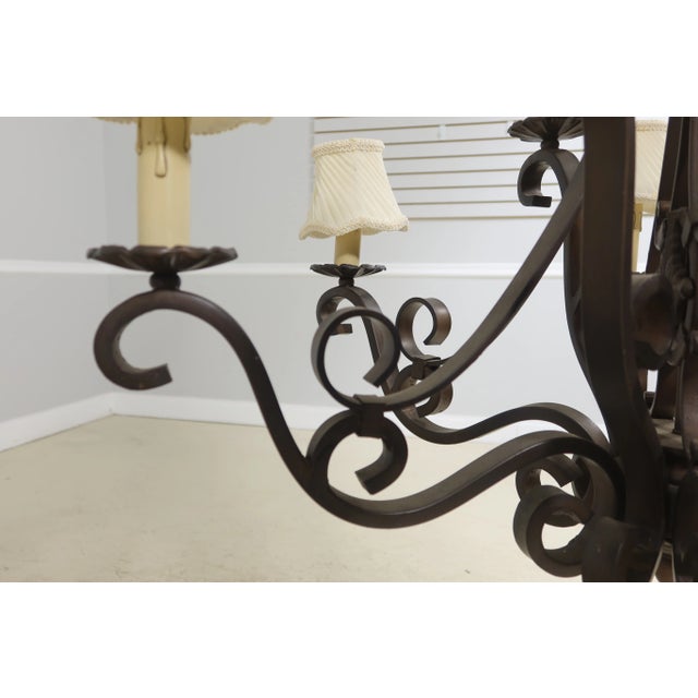 Bronze Heavy Wrought Iron 9 Arm Chandelier For Sale - Image 8 of 11