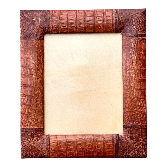 Vintage Cuban Crocodile Wrapped Picture Frame For Sale