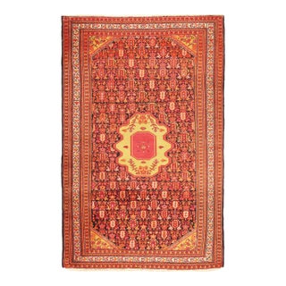 Antique Malayer Navy/Ivory Wool Area Rug- 3'11'' X 6' 5'' For Sale