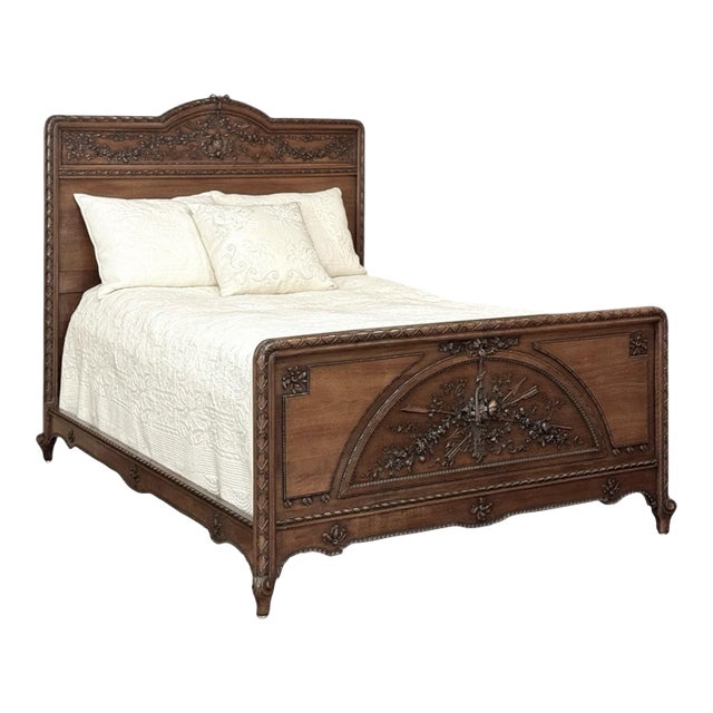 19th Century French Louis XVI Walnut Bed For Sale