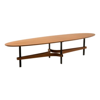 Oval Coffee Table in Light Teak by Guglielmo Ulrich, 1950s For Sale
