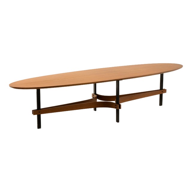 Oval Coffee Table in Light Teak by Guglielmo Ulrich, 1950s For Sale
