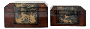 Vintage Faux Burl Wood Keepsake Boxes – Set of Two