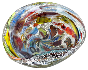 Silver Flakes Murano Glass Ashtray attributed to Dino Martens, Italy, 1960s