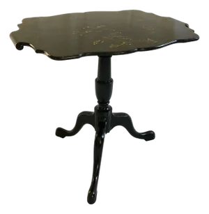 19th C. Black Lacquer Coromandel Tea Table