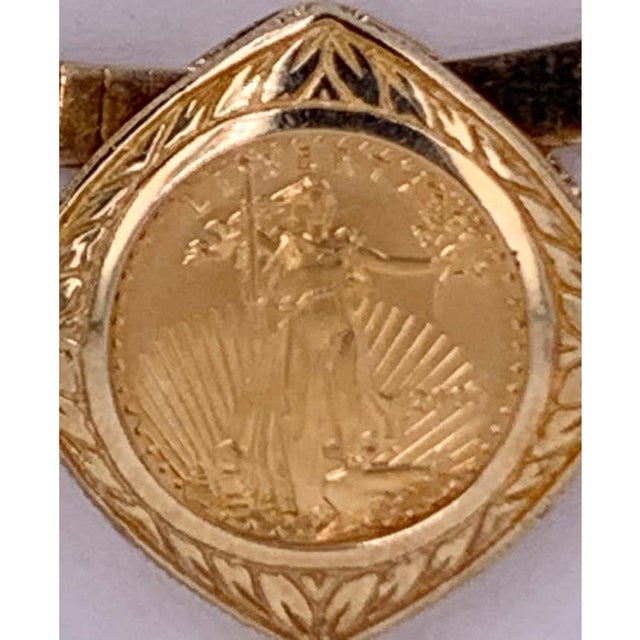 Modern 14 Karat Yellow Gold Coin Pendant Necklace 32 Grams Total, Italy For Sale - Image 3 of 10