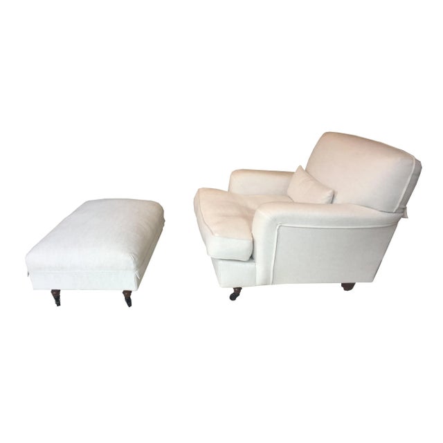 Armchair and Ottoman. Frame in wood; variable-density polyurethane foam padding lined with polyester wadding. Seat...