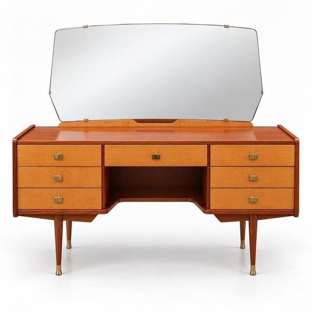 Metal Vintage Dressing Table with Mirror Mid-Century Vanity (1950s/60s) For Sale - Image 7 of 7