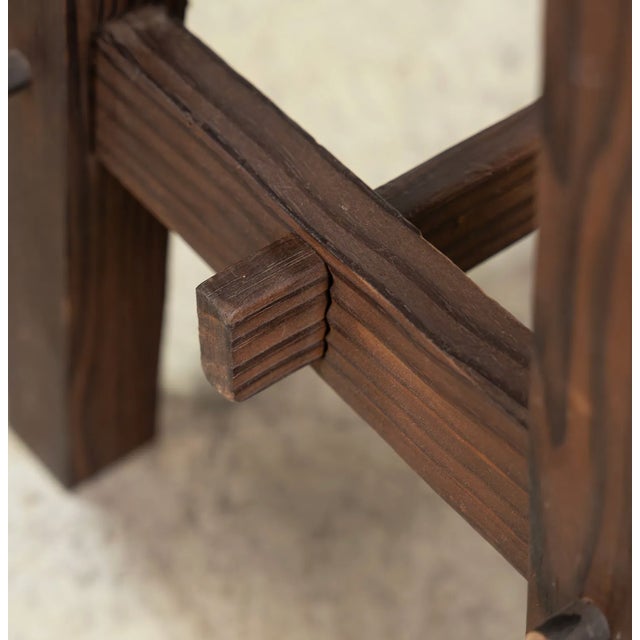 Set of 6 Vintage French Wood and Hemp Bar Stools Attributed to Adrien Audoux and Frida Minet For Sale - Image 12 of 18