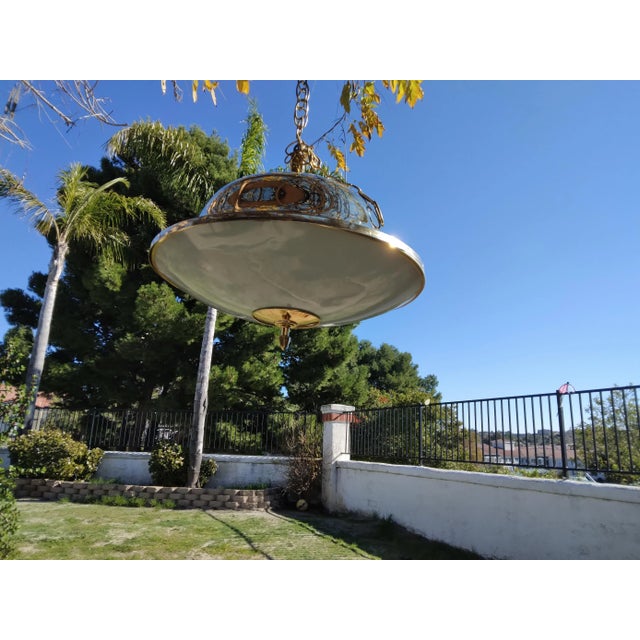 1960s 1960's Brass and Glass Pendant Light For Sale - Image 5 of 8