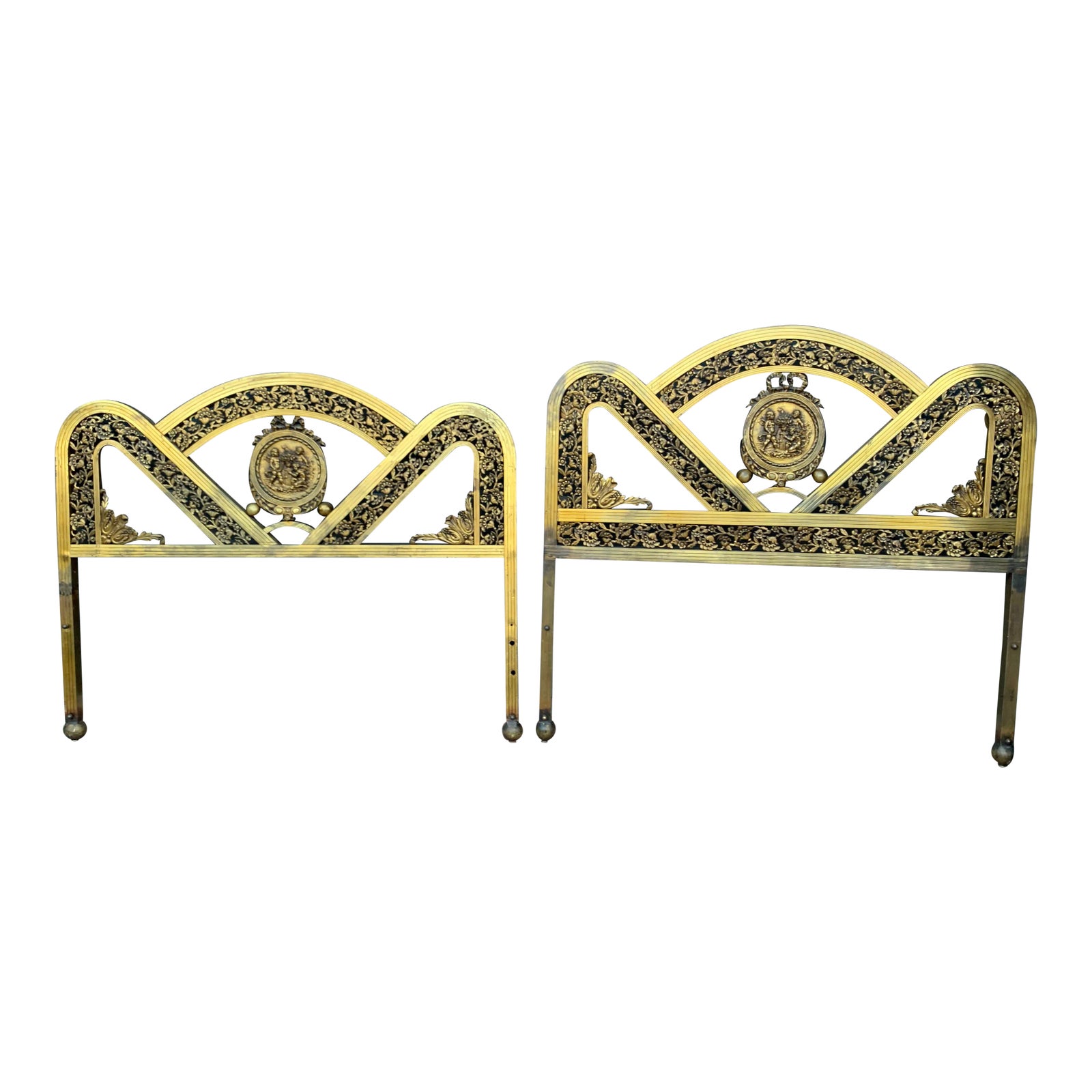 French Art Deco Brass Bed in Full Chairish