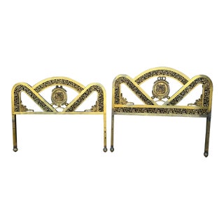 French Art Deco Brass Bed in Full For Sale