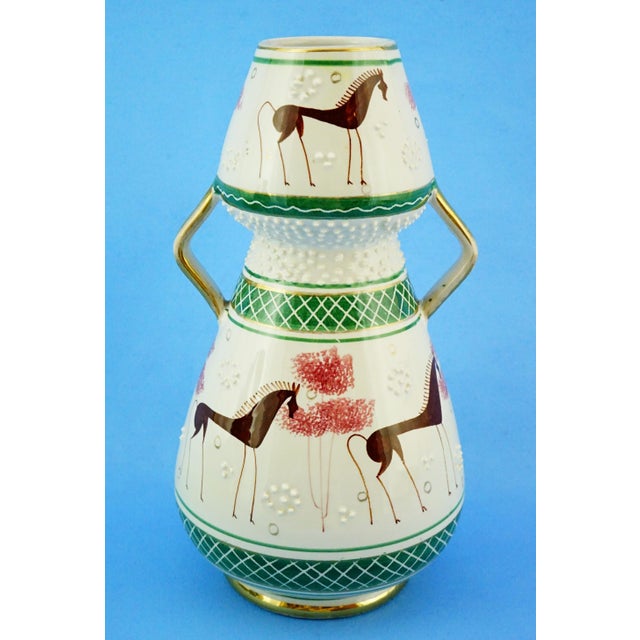 Vintage Ceramic Vase with Stylized Horses by Serafino Volpi, Italy, 1950s For Sale - Image 4 of 18