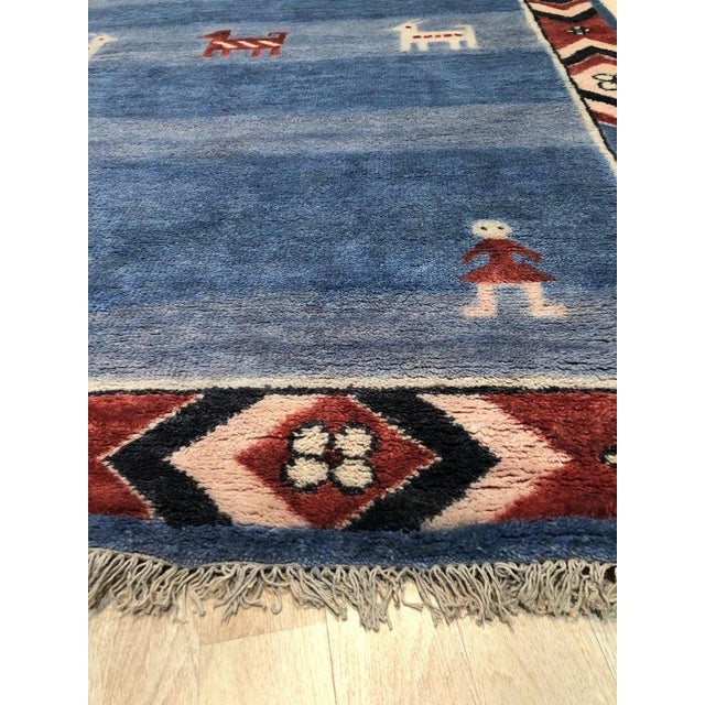 6x9 Blue Hand-Knotted Wool Figurative Sky Pattern Classic Traditional Carpet Rug For Sale In New York - Image 6 of 7