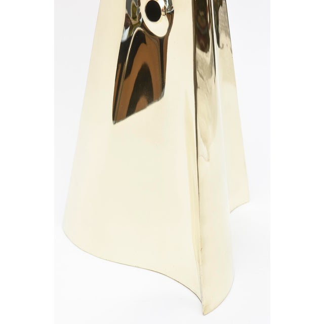 1970s Vintage Pyramid Brass Triangle Sculpture With Random Holes For Sale - Image 5 of 10