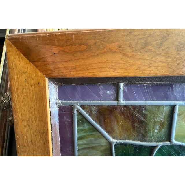 American Victorian Stained Glass in Light Box, Grape Motif For Sale - Image 13 of 15