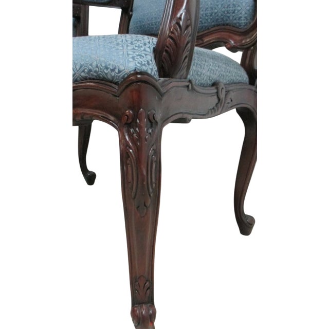 1980s Pair Bau French Country Dining Room Armchairs Regency Custom Carved For Sale In Philadelphia - Image 6 of 13