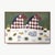 Two horses face off across a green tablecloth in matching harlequin party coats, checked in maroon and cream like they've...