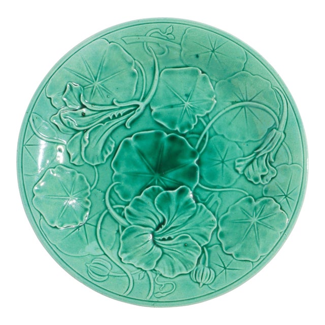 English Majolica Ceramic Greenware Dessert Plate, C. 1820 For Sale