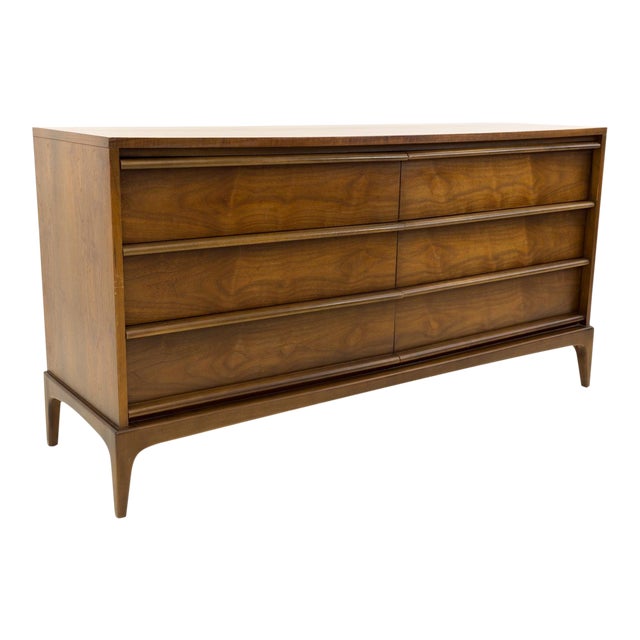 Mid Century Modern Lane Rhythm Walnut 6 Drawer Lowboy Dresser Chairish