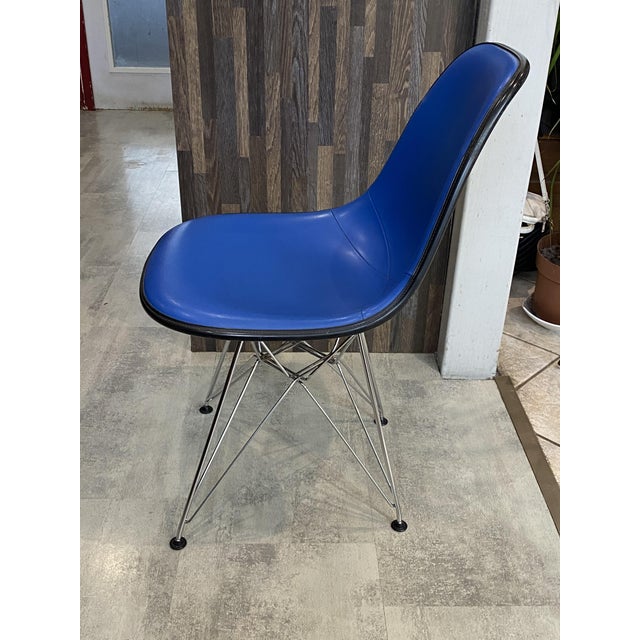 Vintage Blue Vinyl and Fiberglass Chair by Charles and Ray Eames for Herman Miller, 1950s For Sale - Image 10 of 18