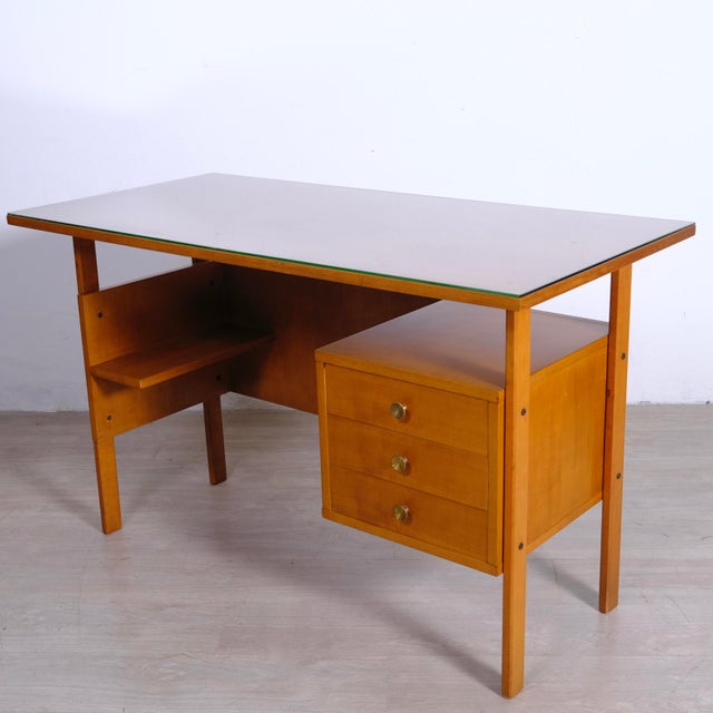 Brown Mid-Century Modern Italian Desk and Chair Set, 1950s, Set of 2 For Sale - Image 8 of 18