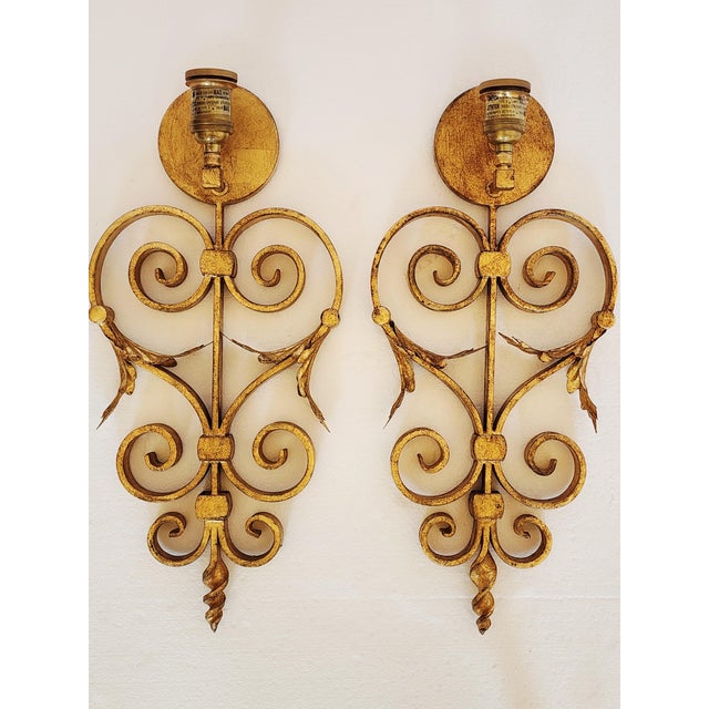 Visual Comfort Gilt Iron Wall Sconces - a Pair For Sale - Image 12 of 16