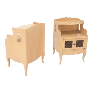 Lattice Doors End Tables Night Stands White Wash Finish French Provincial! - A Pair