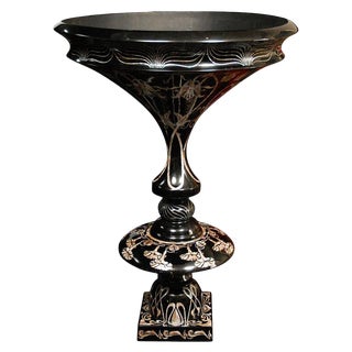 Black Lacquer With Intricate Mother-Of-Pearl Inlays Planter For Sale