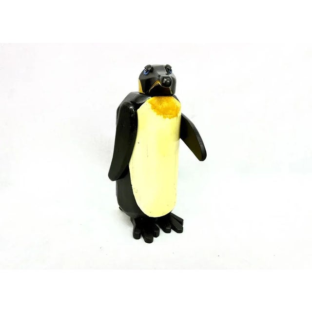 Large Vintage Carved Wooden Penguin Sculpture, 1970s, in Very Good conditions. Designed 1970 to 1979