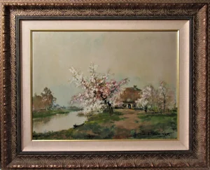 Henri Joseph Pauwels, Landscape with River and Farm, Circa 1950