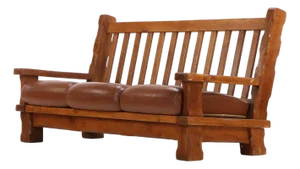 A French Heavy Oak Brutalist Style Open Arm Sofa, C. 1960.