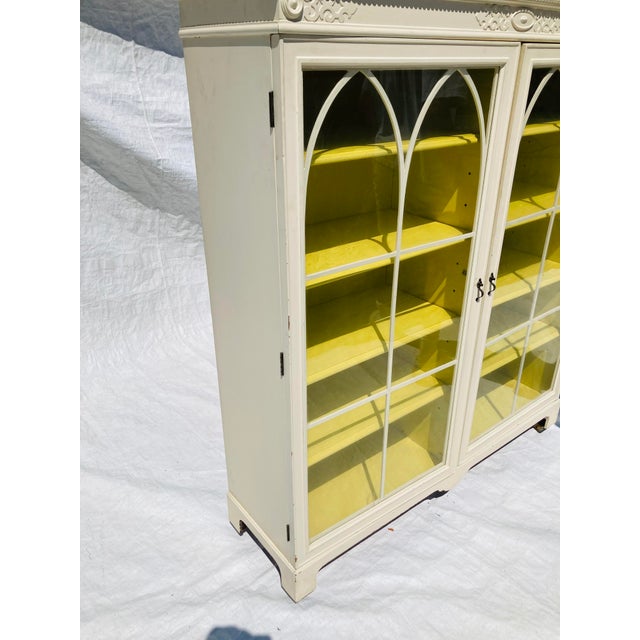 1920s Vintage Grand Rapids Fancy Furniture Solid Wood Painted Glass