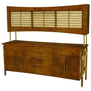 Harold M. Schwartz for Romweber Burled Sideboard With Floating Cabinet