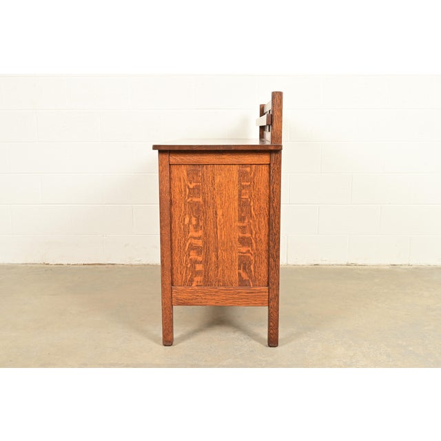 L. & J. G. Stickley Antique Mission Oak Arts & Crafts Sideboard or Bar Cabinet, Circa 1910 For Sale - Image 14 of 16