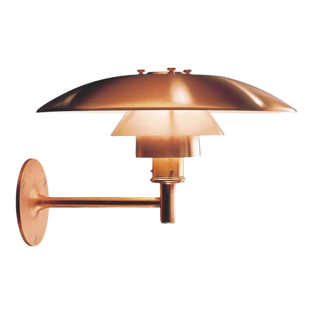 Large Poul Henningsen 'Ph Wall' Outdoor Sconce for Louis Poulsen in Raw Copper For Sale