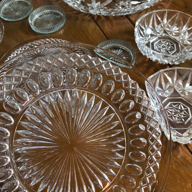 1970s Vintage Mixed Crystal Plates and Dishes Set of 15 Chairish
