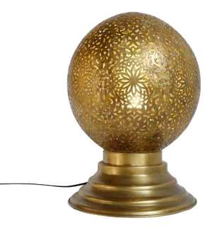 Vintage Moroccan Brass Globe Table Lamp