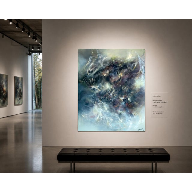 Contemporary Ovidiu Kloska, The Nocturnal Hour of Violent Blooming, Mixed on Canvas For Sale - Image 3 of 13