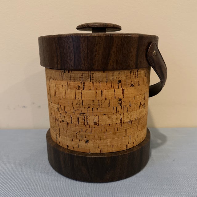 Brown Vintage Cork and Vinyl Ice Bucket For Sale - Image 8 of 8